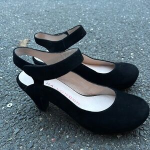 Sacha London black genuine leather suede W9 platform